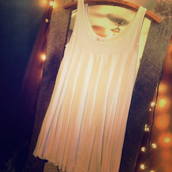 White (Slightly) Shimmery Pleated Flowy Dress