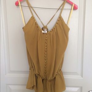 Ted Baker SILK yellow mustard color top.