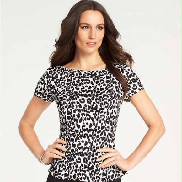 Black and White Leopard Print Silk Top.