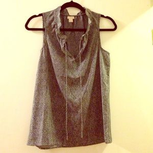 JCrew Herringbone print sleeveless blouse
