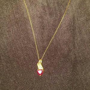 Ruby and CZ necklace 10k gold