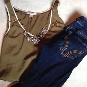 Army green promod tank top