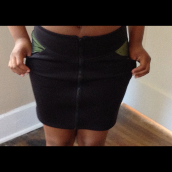 Scuba Mini Skirt w/ Neon Green Pockets