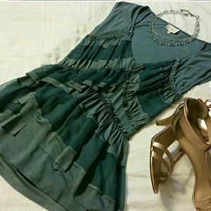 HP! Teal ruffled peplum top from Anthropologie