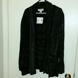 Long sleeved black and silver top/sweater