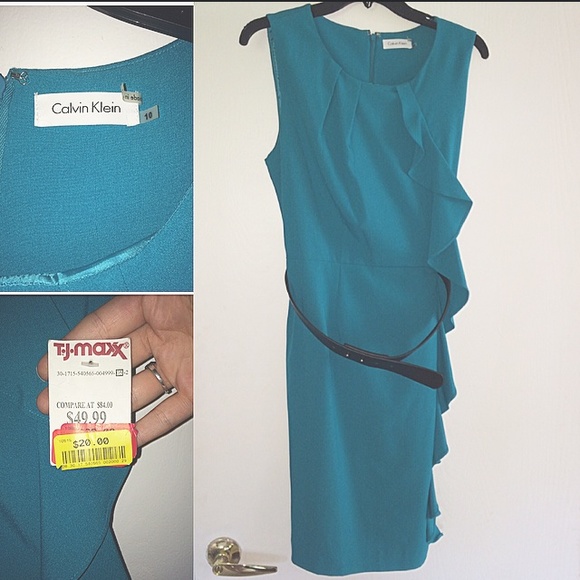 Calvin Klein size 10 teal women's dress NWT