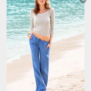 Victoria's Secret blue beach linen pant size 6L