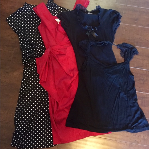 B&W Polka Dot, Maggie London, & 2 Black Tops
