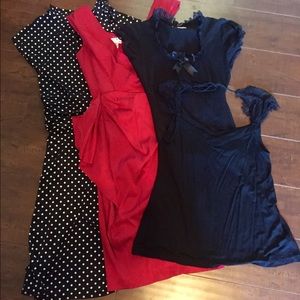 B&W Polka Dot, Maggie London, & 2 Black Tops