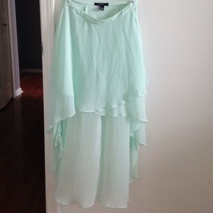 Sea foam green high low skirt