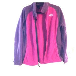 Purple and pink fleece north face