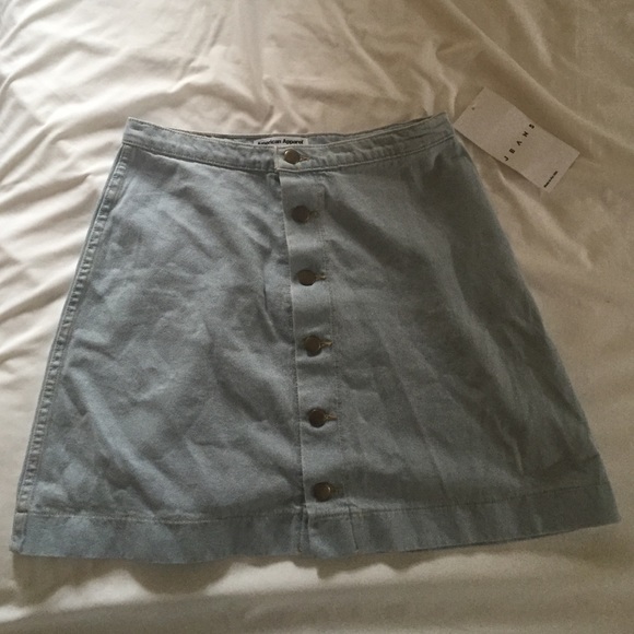 Button Front Denim A-Line Skirt