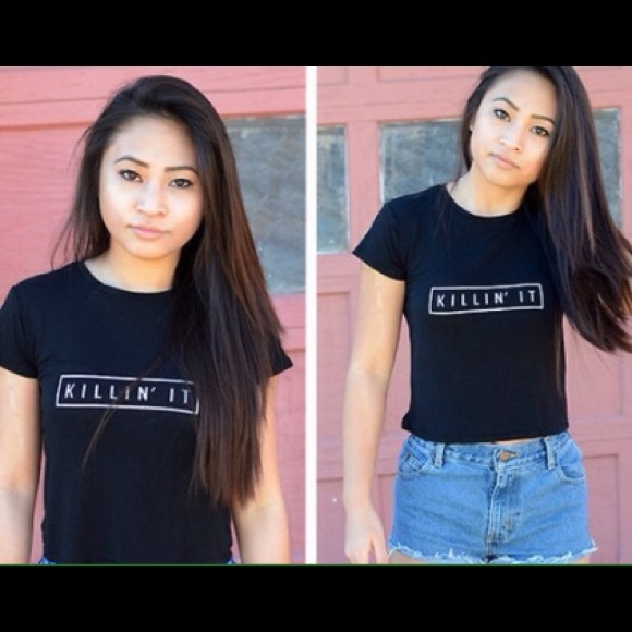 Brandy Melville Tops - Brandy Melville Killin it top stretchy crop