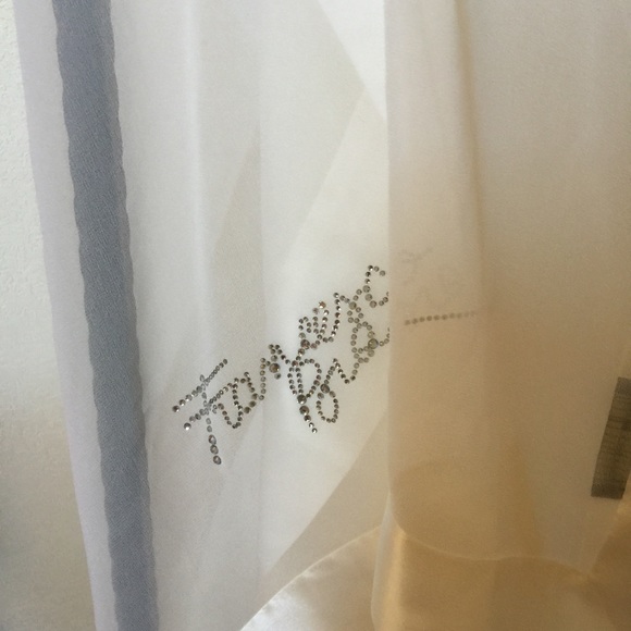 Francesco Biasia Accessories - SILK SCARF WRAP BRIDAL WHITE WITH CRYSTAL BEAD LOGO LONG LENGTH LIKE NEW UNUSED