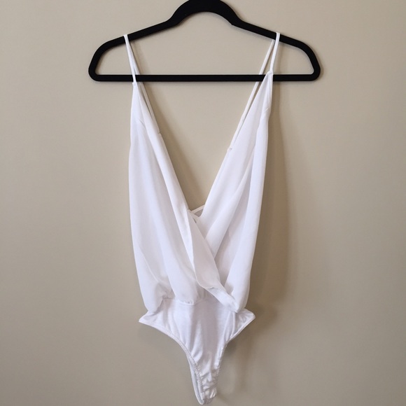 • SOLD • White Wrap Bodysuit L - Picture 3 of 4
