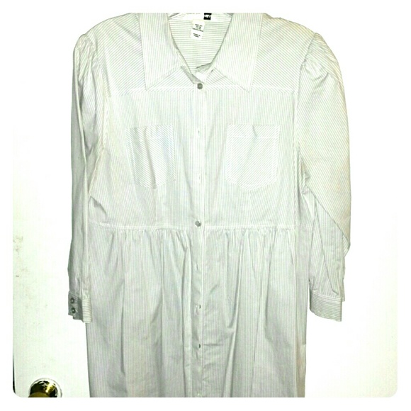 Pinstripe short shirt dress