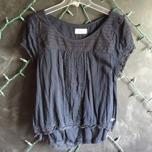 Navy Hollister Shirt With Lace Paneling