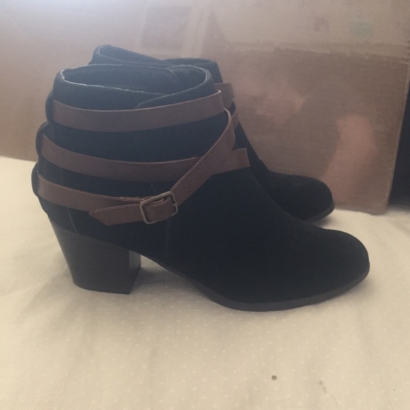 Black and Brown Buckle Boots
