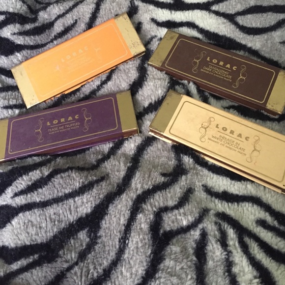 Lorac chocolate bar eyeshadow palettes.