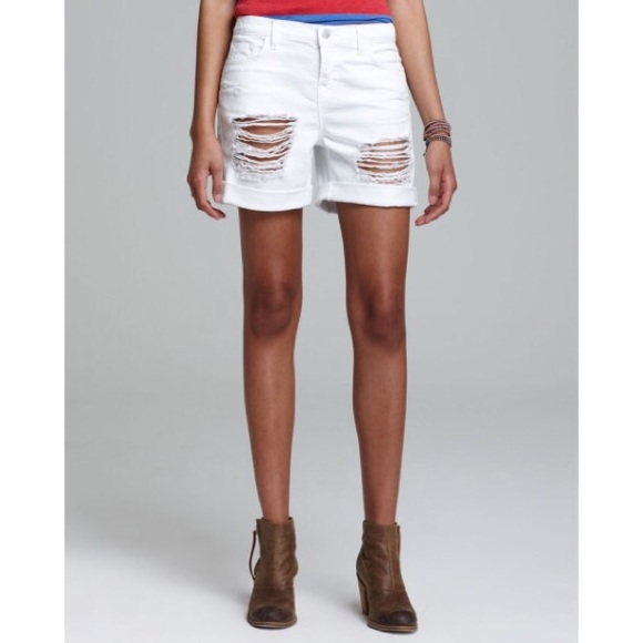 J Brand "Nash" Boyfriend Shorts in White Euphoria