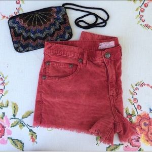 Red corduroy boyfriend shorts size 27