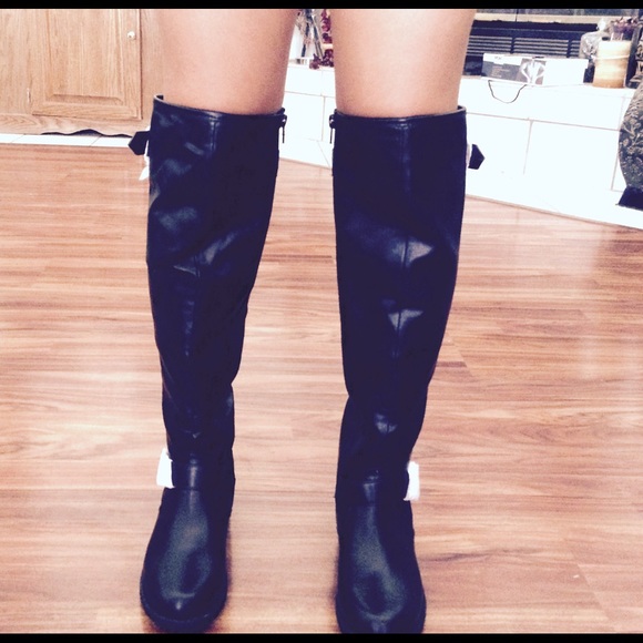 Black knee high boots