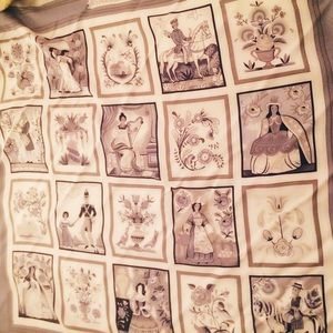 HERMES "imagerie" black and white scarf 100% silk