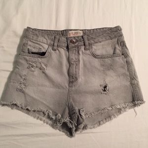 Distressed Grey Denim High Waisted Zara Shorts