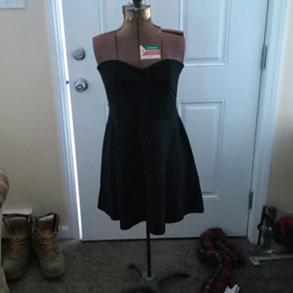 Strapless black fit and flare