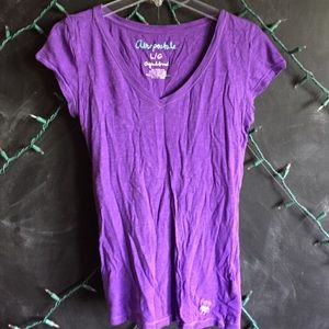 Short Sleeve Purple V-Neck
