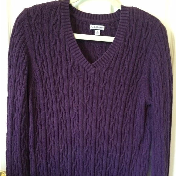 Croft & Barrow eggplant cable knit
