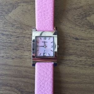 Fossil pink leather watch