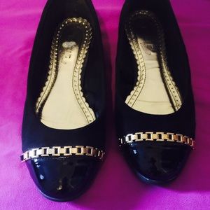 Madeline Black Flats with Gold detail - size 8.5