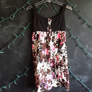 Black floral tank top dress