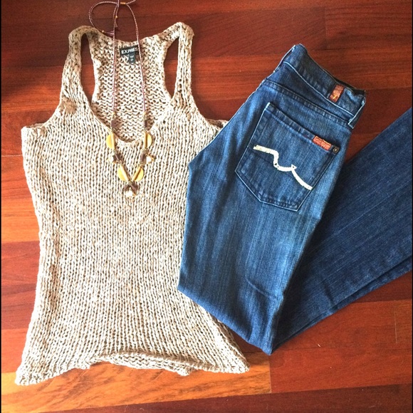 Faded dark blue boot cut jeans