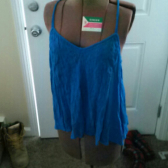 Electric blue gauze top