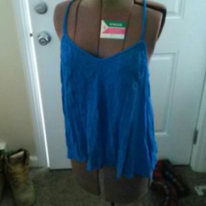 Electric blue gauze top