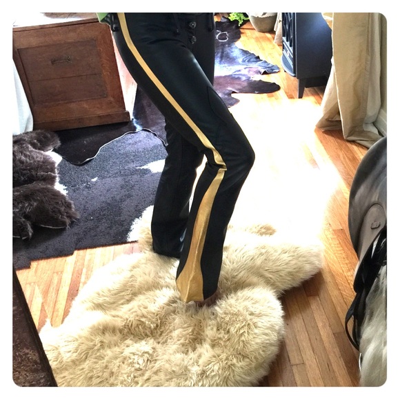 CHROMEHEARTS leather pants black and gold