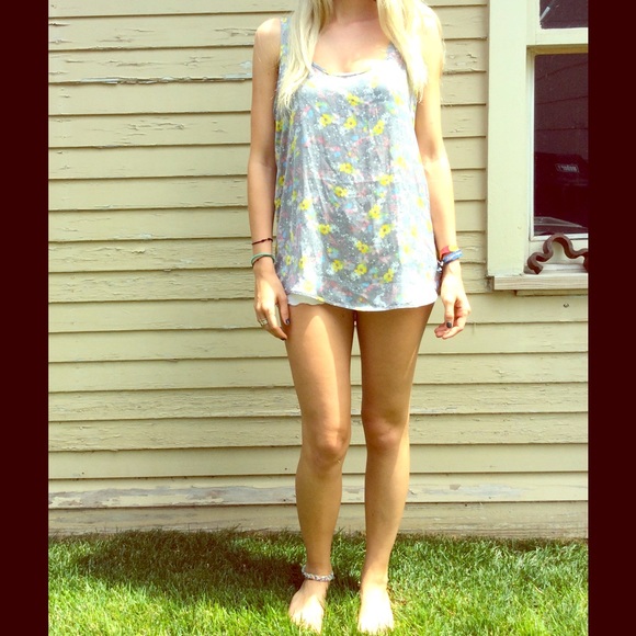 Free people grey floral tank
