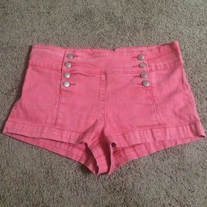 SALE Salmon high waist button front shorts