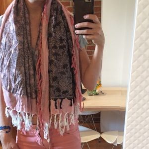 DIESEL pink/black multi tassel scarf