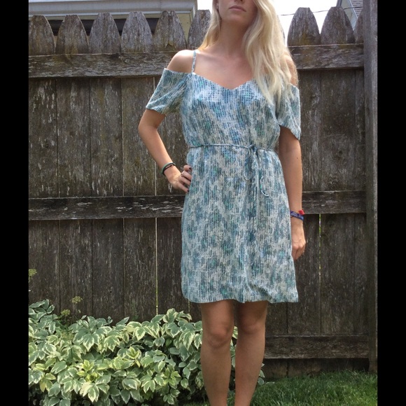 French Connection patterned off the shoulder dress