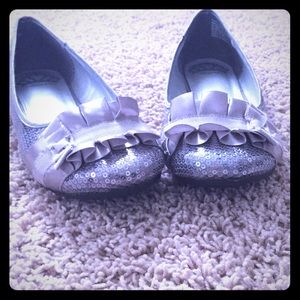 Silver sequined flats