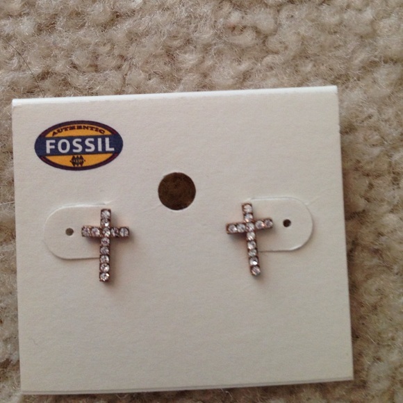 Fossil cross earrings