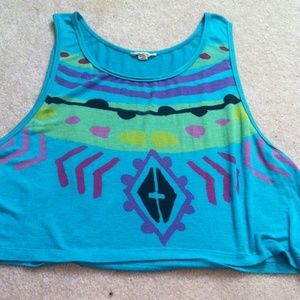 Turquoise tribal print crop tank!