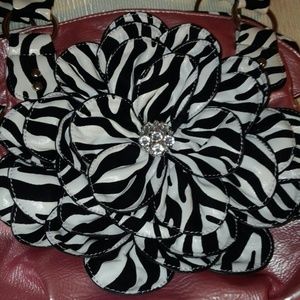 Flower zebra purse with bling pink and zebra print
