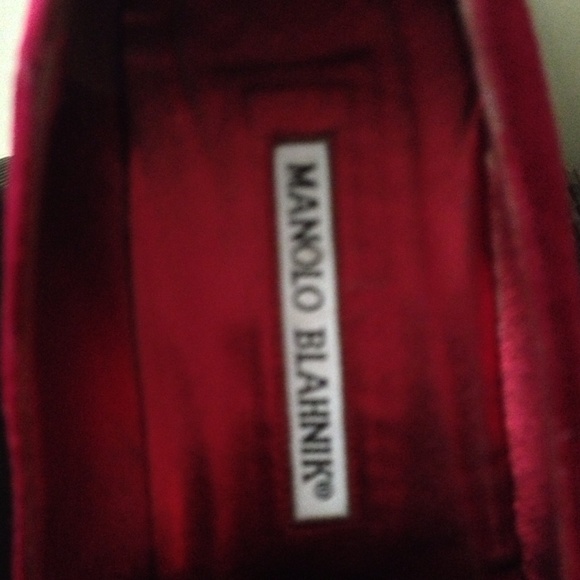 Red Suede Manolo Blahnik Pumps - Picture 2 of 3