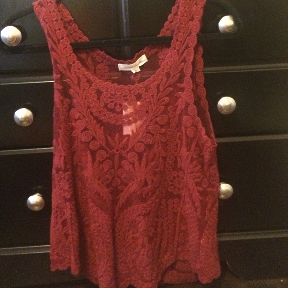 dark red lace top