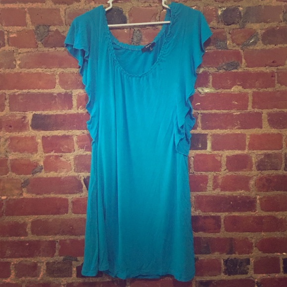 Blue summer dress with flutter sleeves - Picture 1 of 2