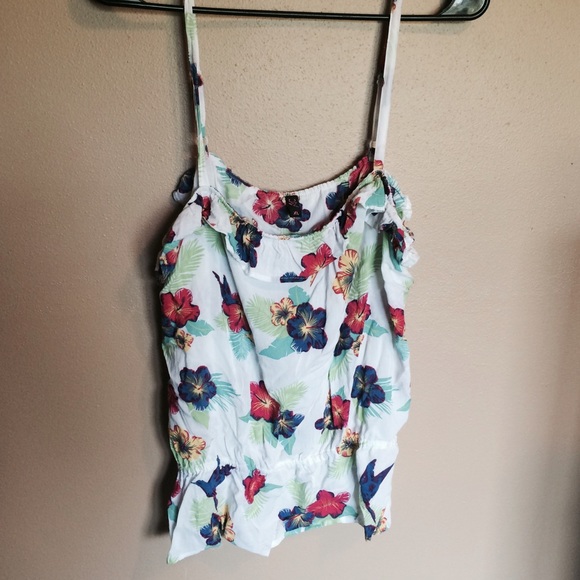 Ann Christine Tops - White/Flowered Tank Top